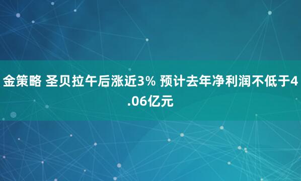 金策略 圣贝拉午后涨近3% 预计去年净利润不低于4.06亿元